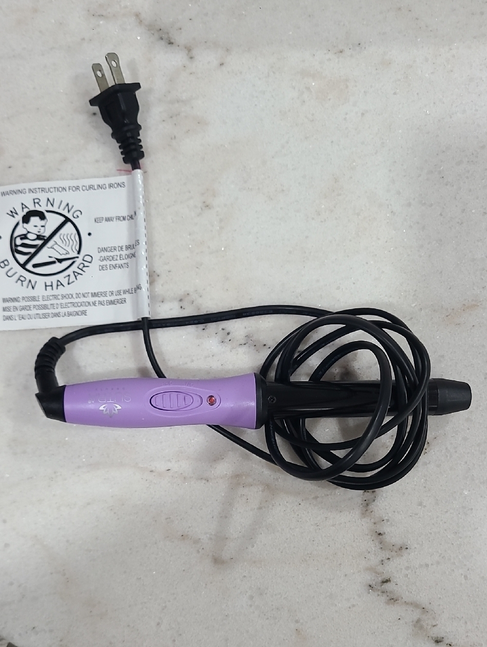 Compact Purple Corded Hair Curler with Slide Control